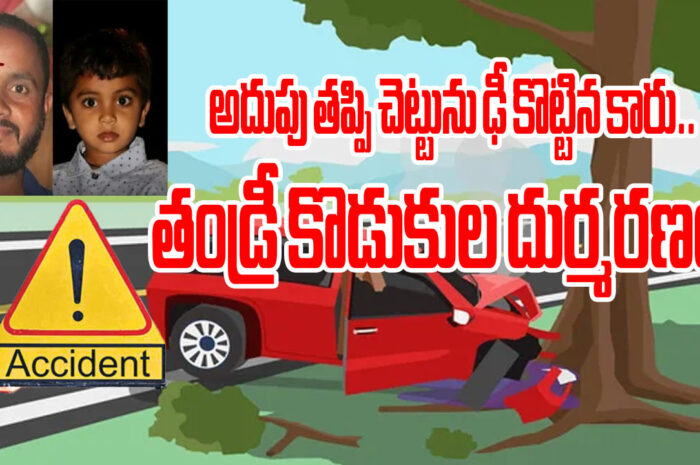 road accident: అదుపు తప్పి చెట్టును ఢీ కొట్టిన కారు.. తండ్రీ కొడుకుల దుర్మరణం