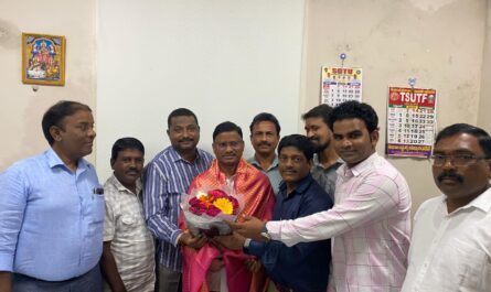TRSMA felicitates newly appointed Nirmal DEO Darshanam Bhojanna